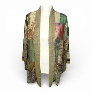 NWT YOUNG THREADS Patchwork Open Jacket Size:Sm